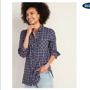 Old Navy Plaid Tunic Length Shirt